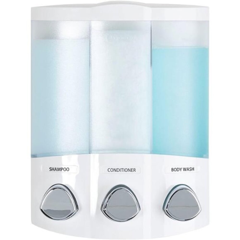 Wall mounted shower dispenser trio 3 chamber soap lotion shampoo bathroom